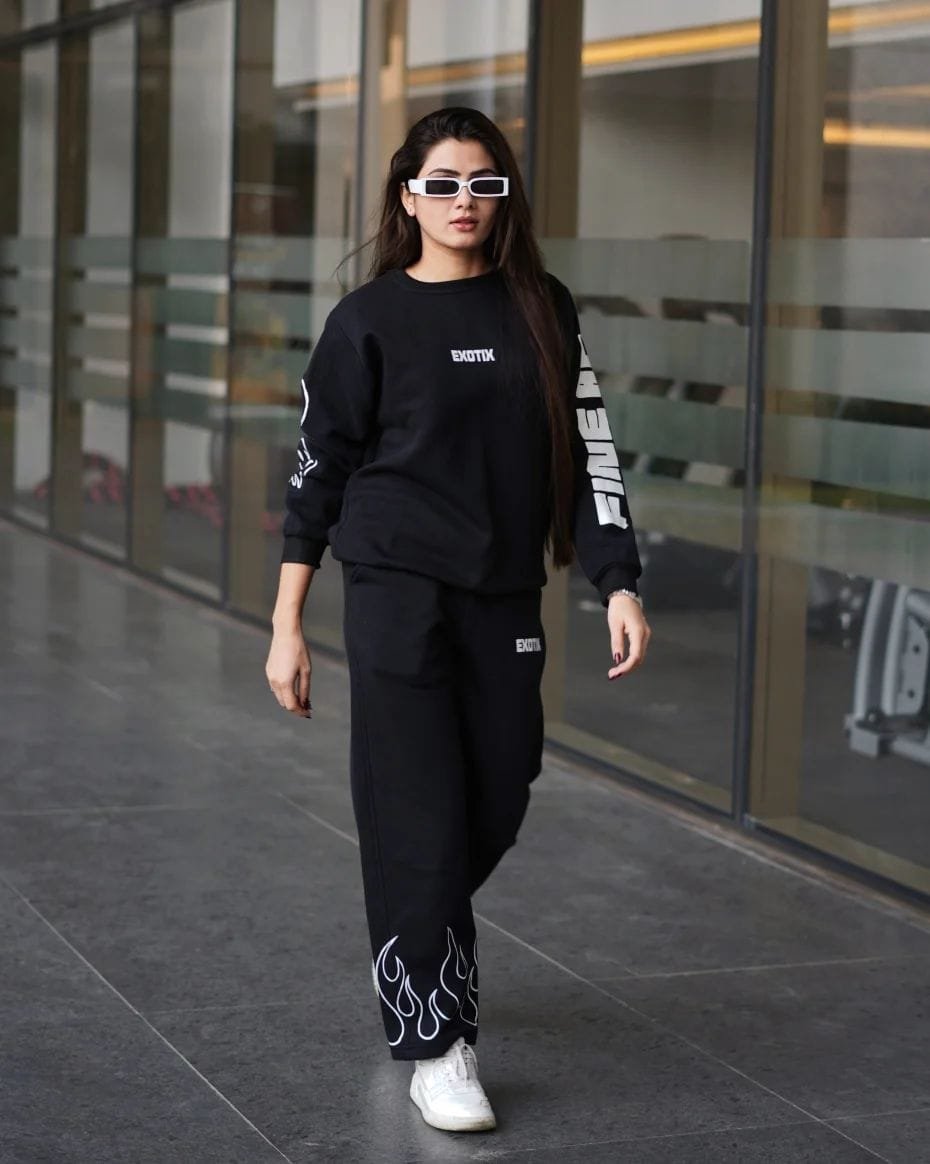 Exotix Fine AF Sweatshirt With Fire Baggy Track Pant - image 4