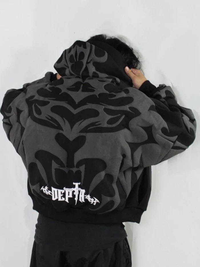 Depth Hoodie – Tribal Shadow Oversized Y2K | Exotix - image 2