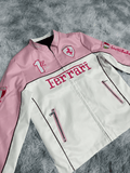 Limited Edition Pink Ferrari Leather Jacket – Exclusive Italian Designer Outerwear for Trendsetters