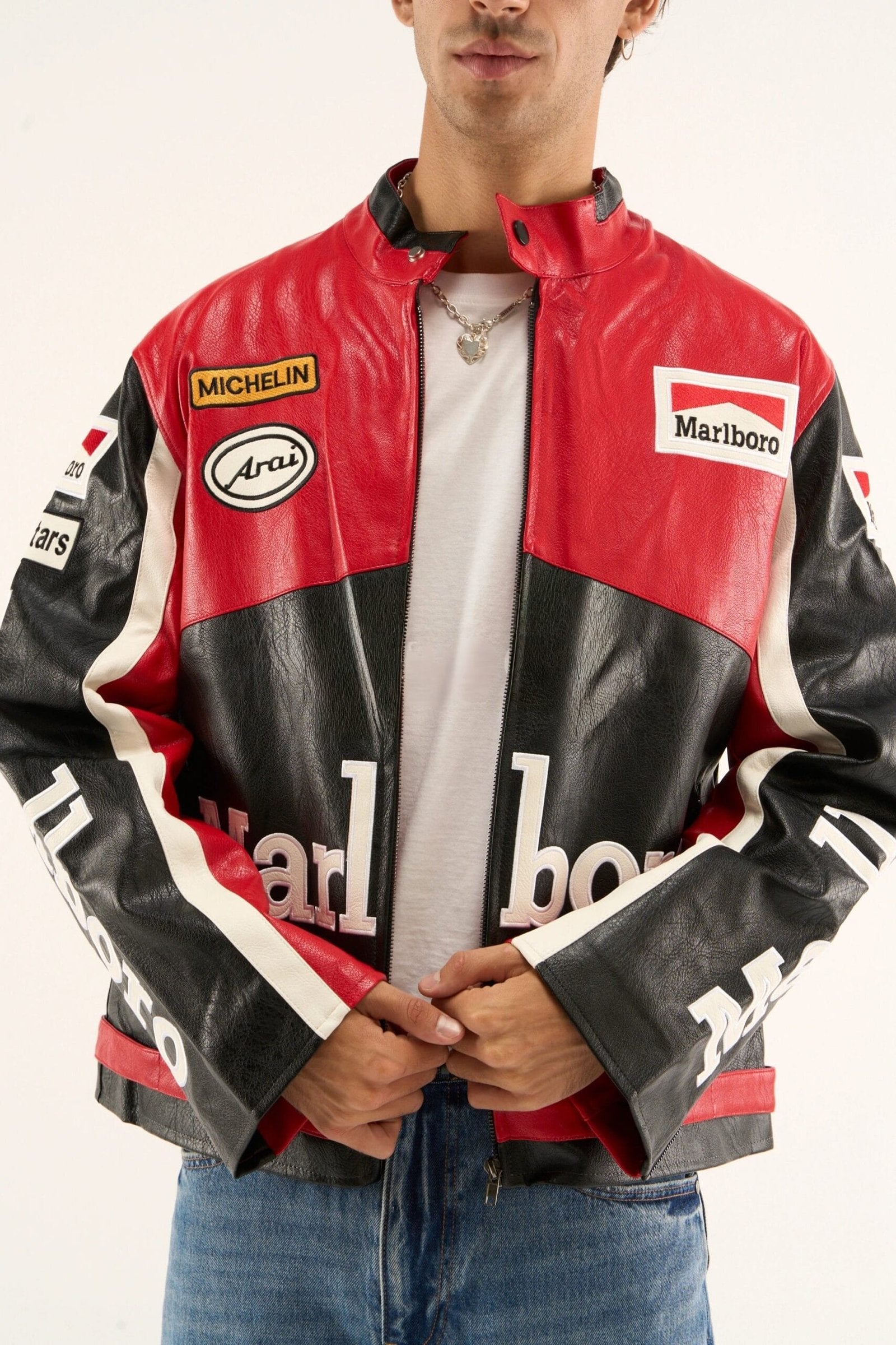 Black Marlboro Leather Racing Jacket – F1 Style - image 2