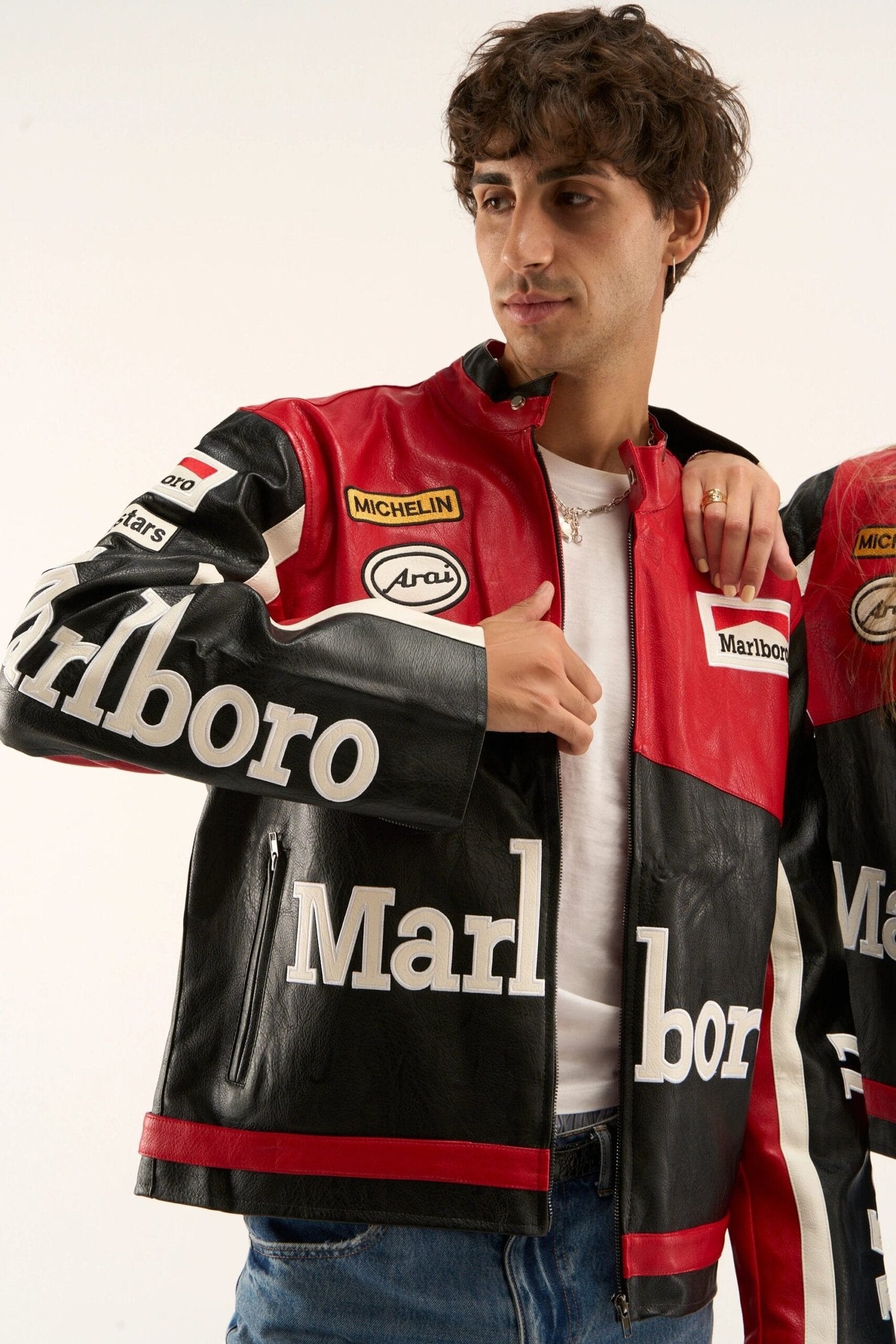 Black Marlboro Leather Racing Jacket – F1 Style - image 4