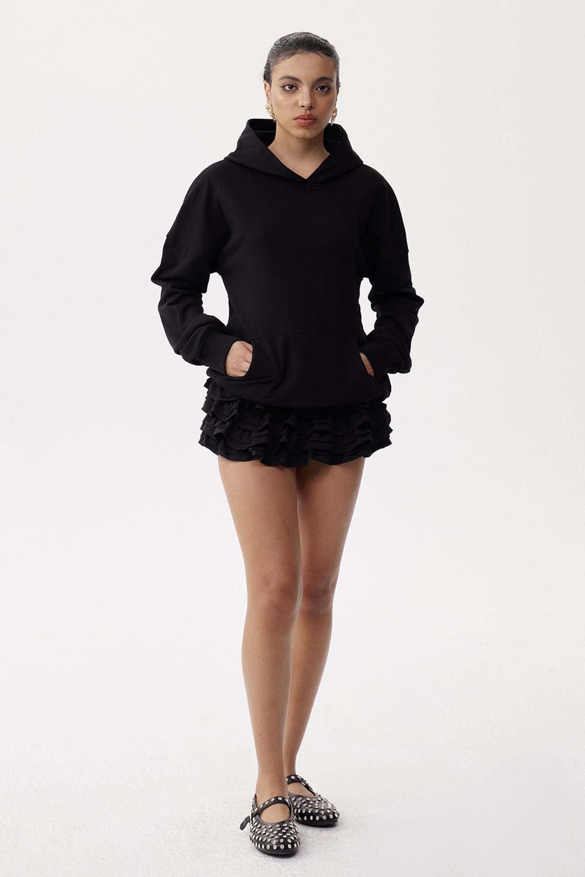 Black Rhinestone Hoodie with Back Net Sparkle | Exotix - image 3