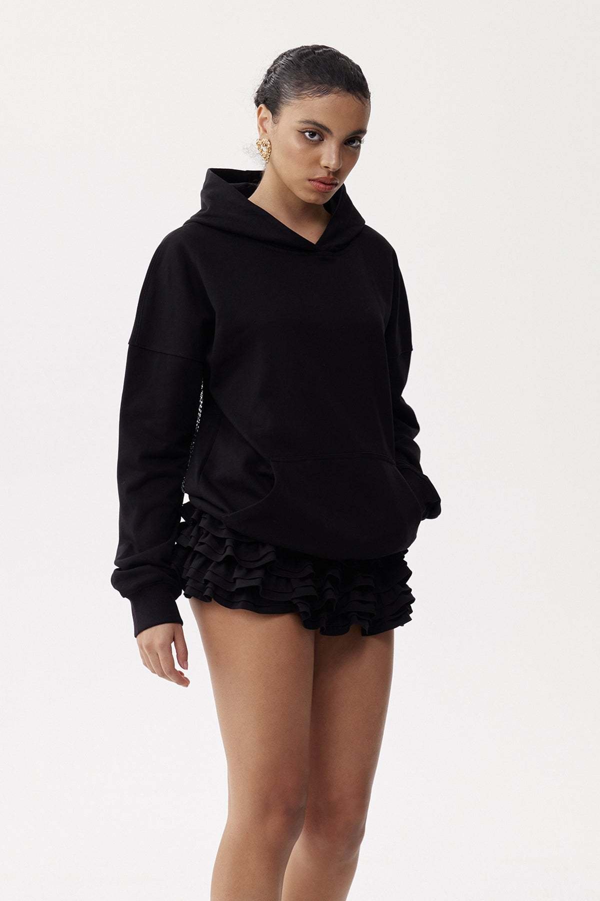 Black Rhinestone Hoodie with Back Net Sparkle | Exotix - image 4