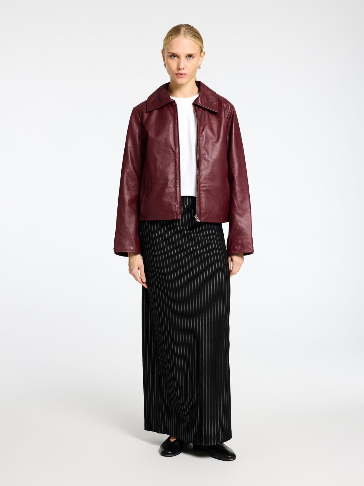 Burgundy Crop Leather Jacket – Premium Streetwear | Exotix - image 4