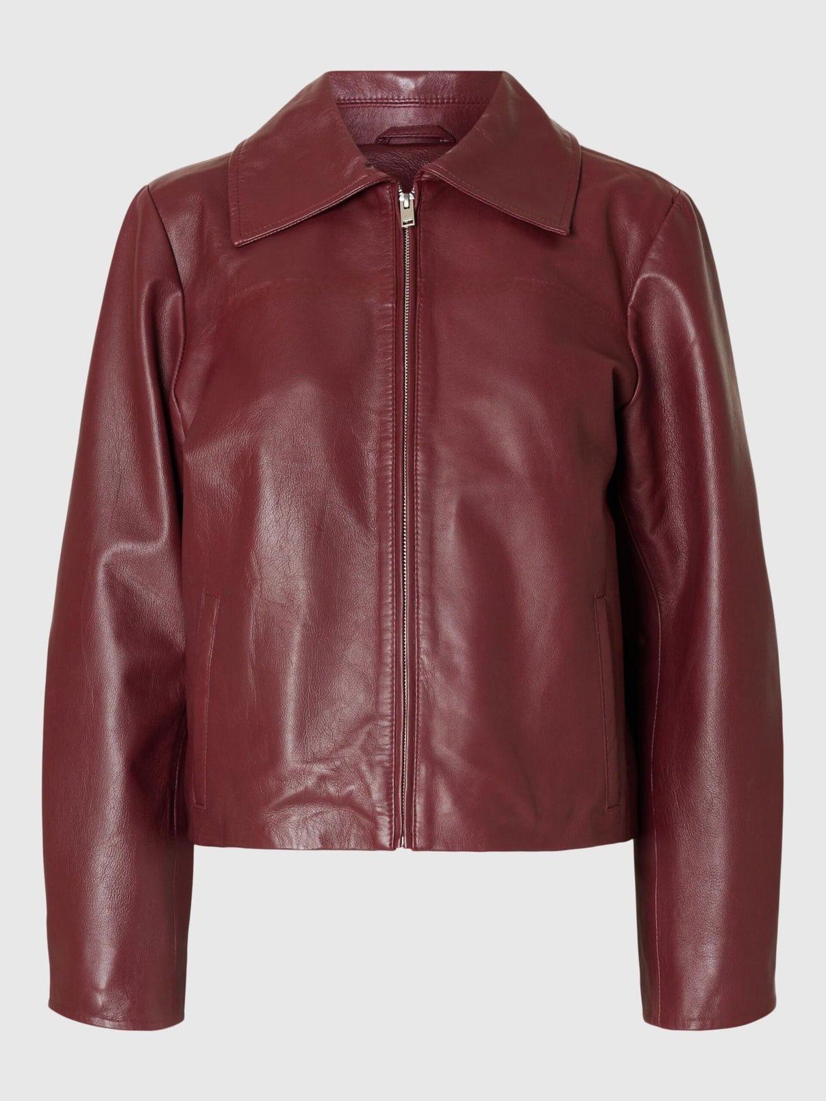 Burgundy Crop Leather Jacket – Premium Streetwear | Exotix - image 5