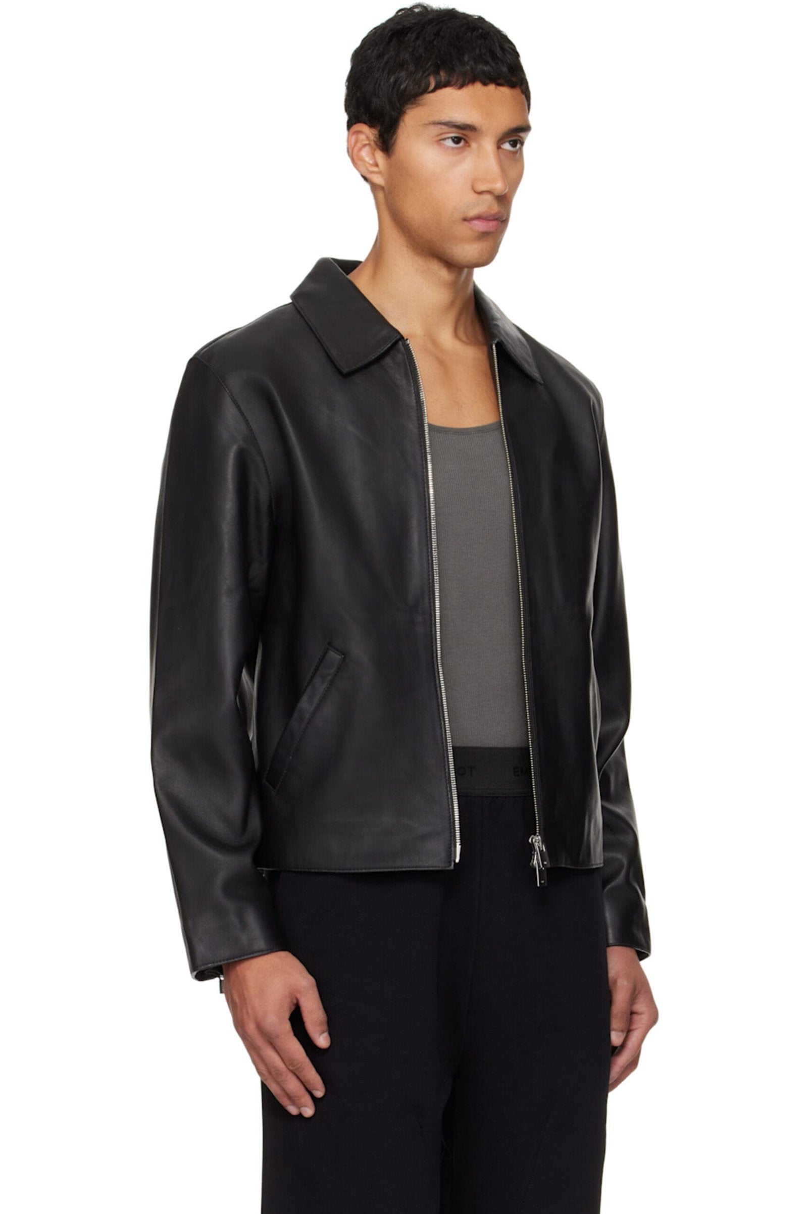 Black Cropped Leather Jacket for Men & Women – Exotix Streetwear - image 3