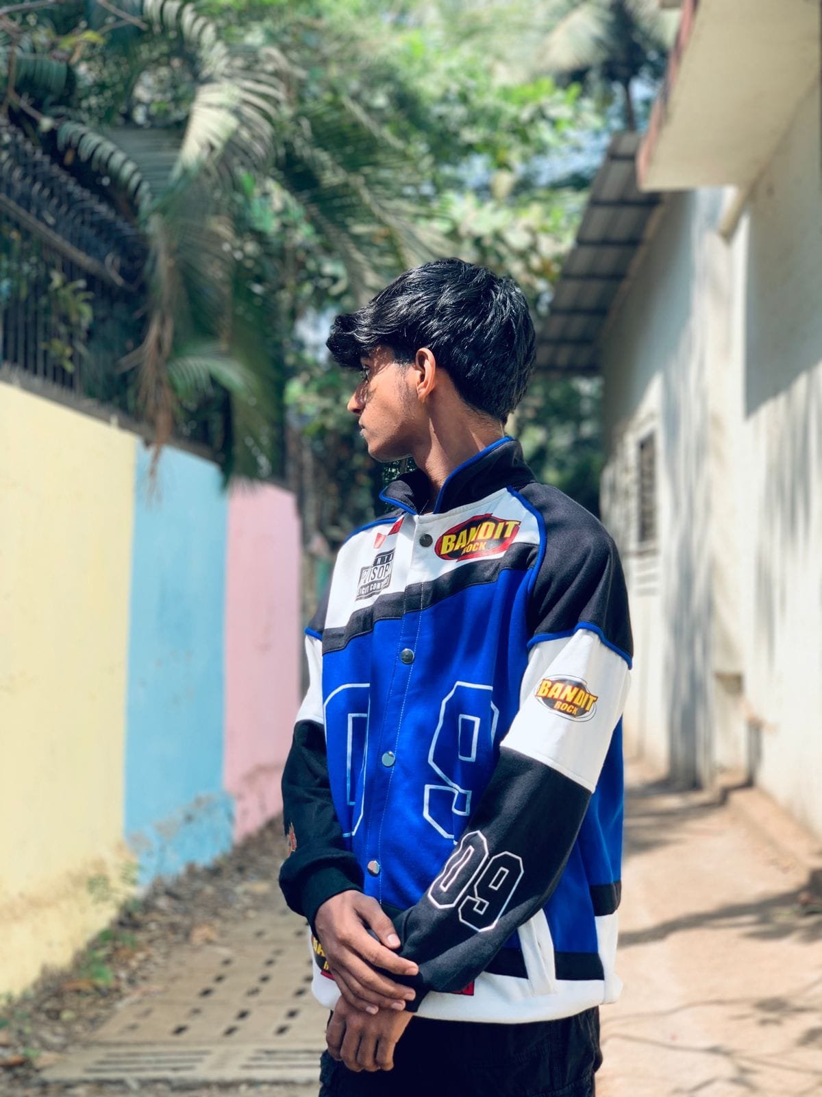 Exotix Vintage Y2K Blue Racing Jacket – Retro Motorcycle Style - image 4