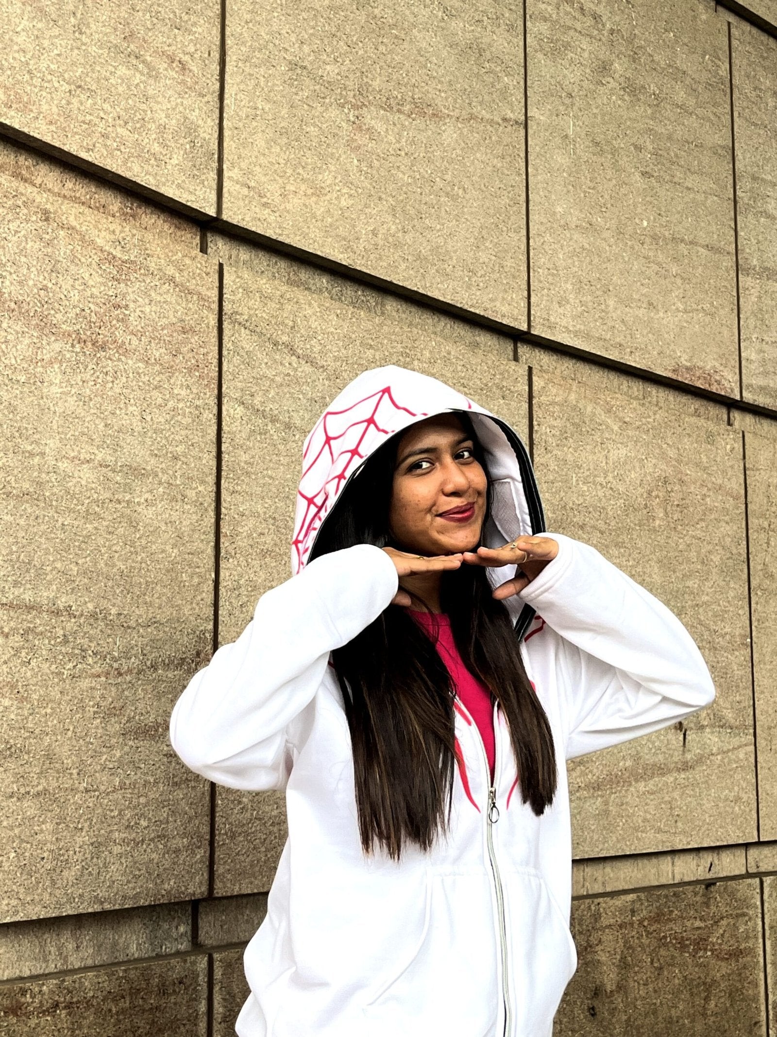 White Spiderman Hoodie – Full Zip Up Oversized Marvel Style | Exotix - image 3