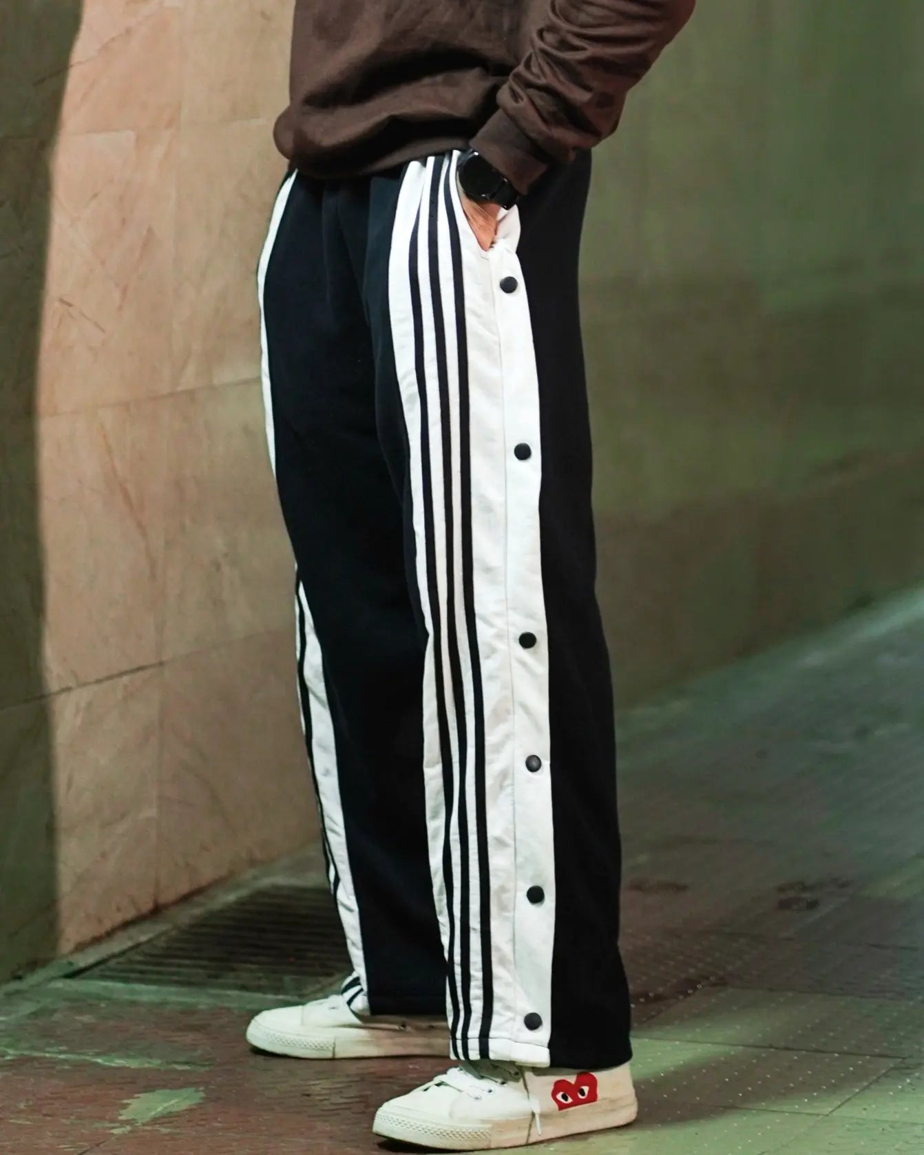 Black snap button trackpant with Exotix brown sweatshirt - image 3