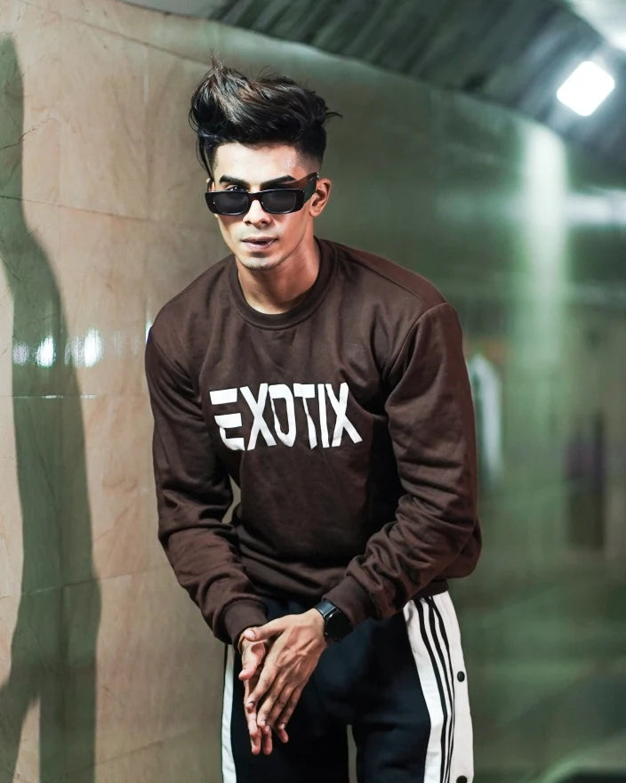 Black snap button trackpant with Exotix brown sweatshirt - image 4