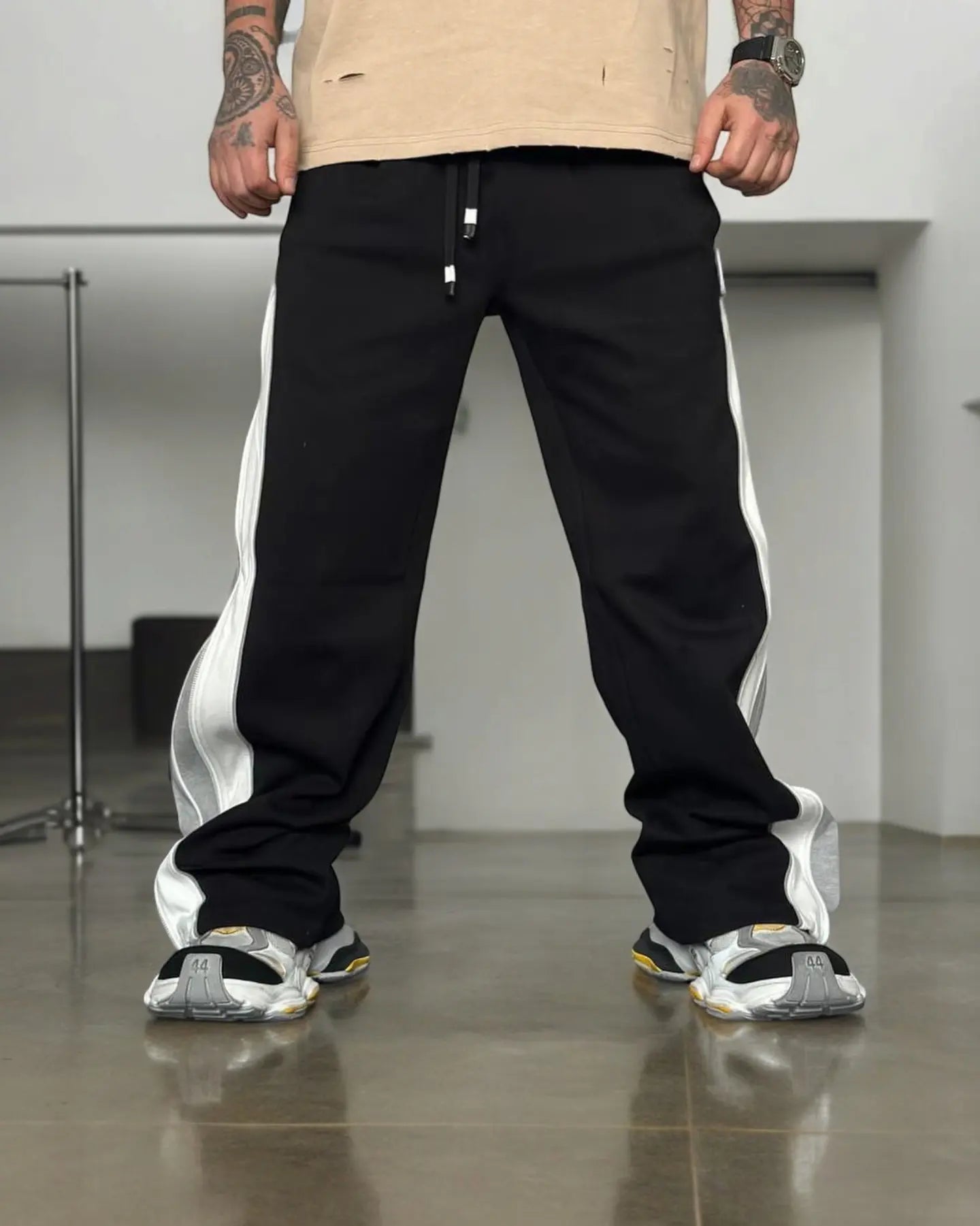 Exotix Grey Straight Fit Baggy Pants 3 Way Zip Up - image 2