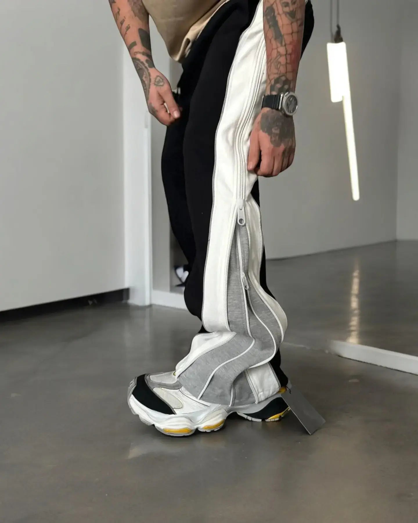 Exotix Grey Straight Fit Baggy Pants 3 Way Zip Up - image 3