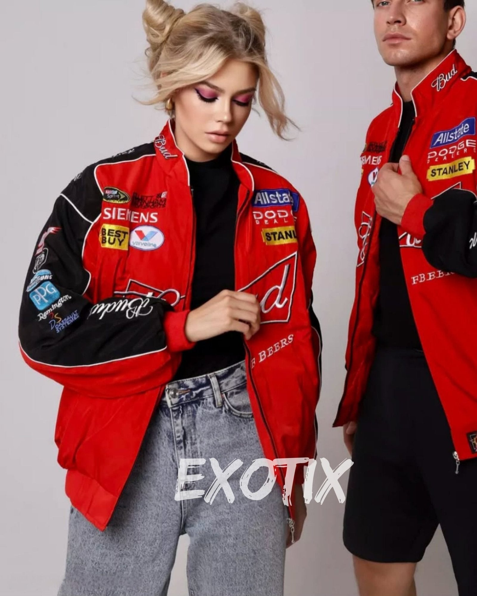 Red Budweiser Jacket – Vintage Racing & Bomber Style by Exotix - image 6