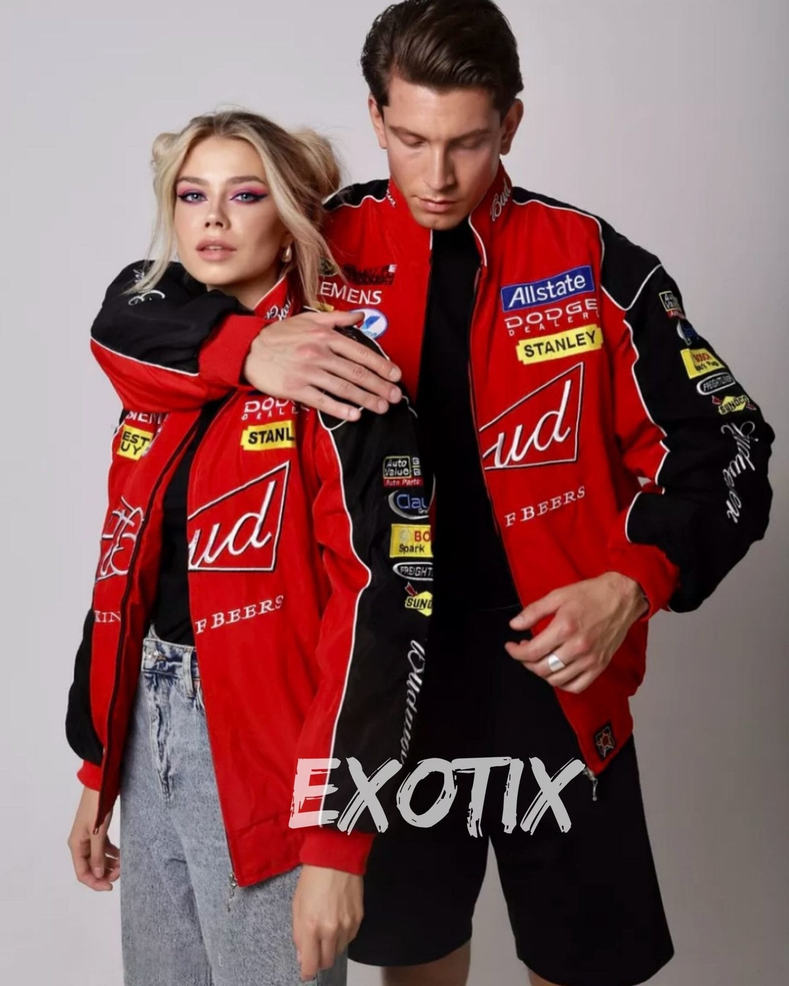Red Budweiser Jacket – Vintage Racing & Bomber Style by Exotix - image 3