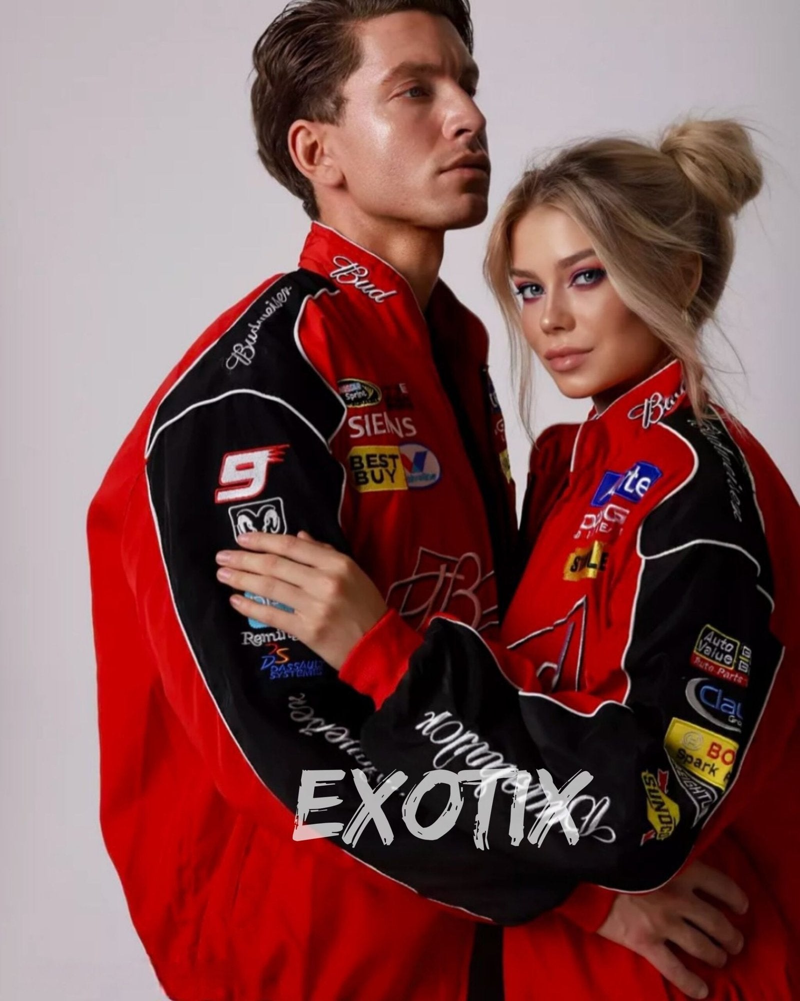 Red Budweiser Jacket – Vintage Racing & Bomber Style by Exotix - image 2