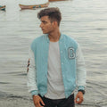 Sky Blue Varsity Jacket For Men's