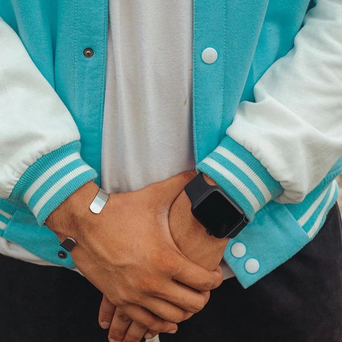 Sky Blue Varsity Jacket For Men's - image 2