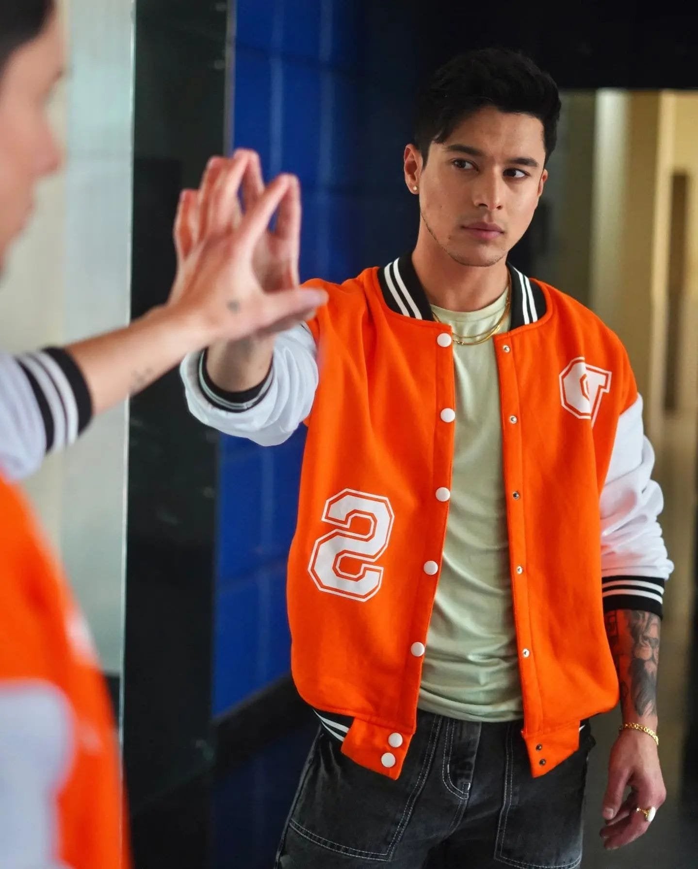 Exotix Orange Varsity jacket For Men's