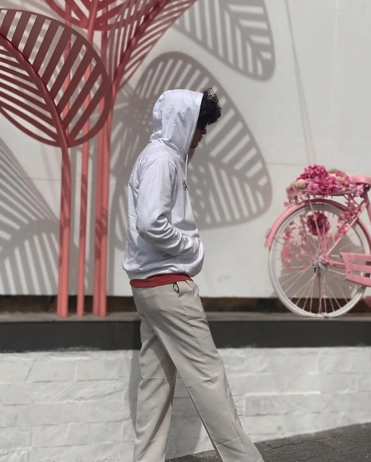 White Careless Printed Hoodie - image 2