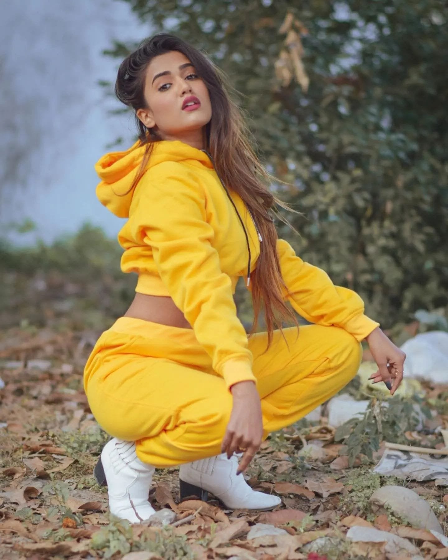 Sunshine Mustard yellow Crop Hoodie co-ord set - image 2