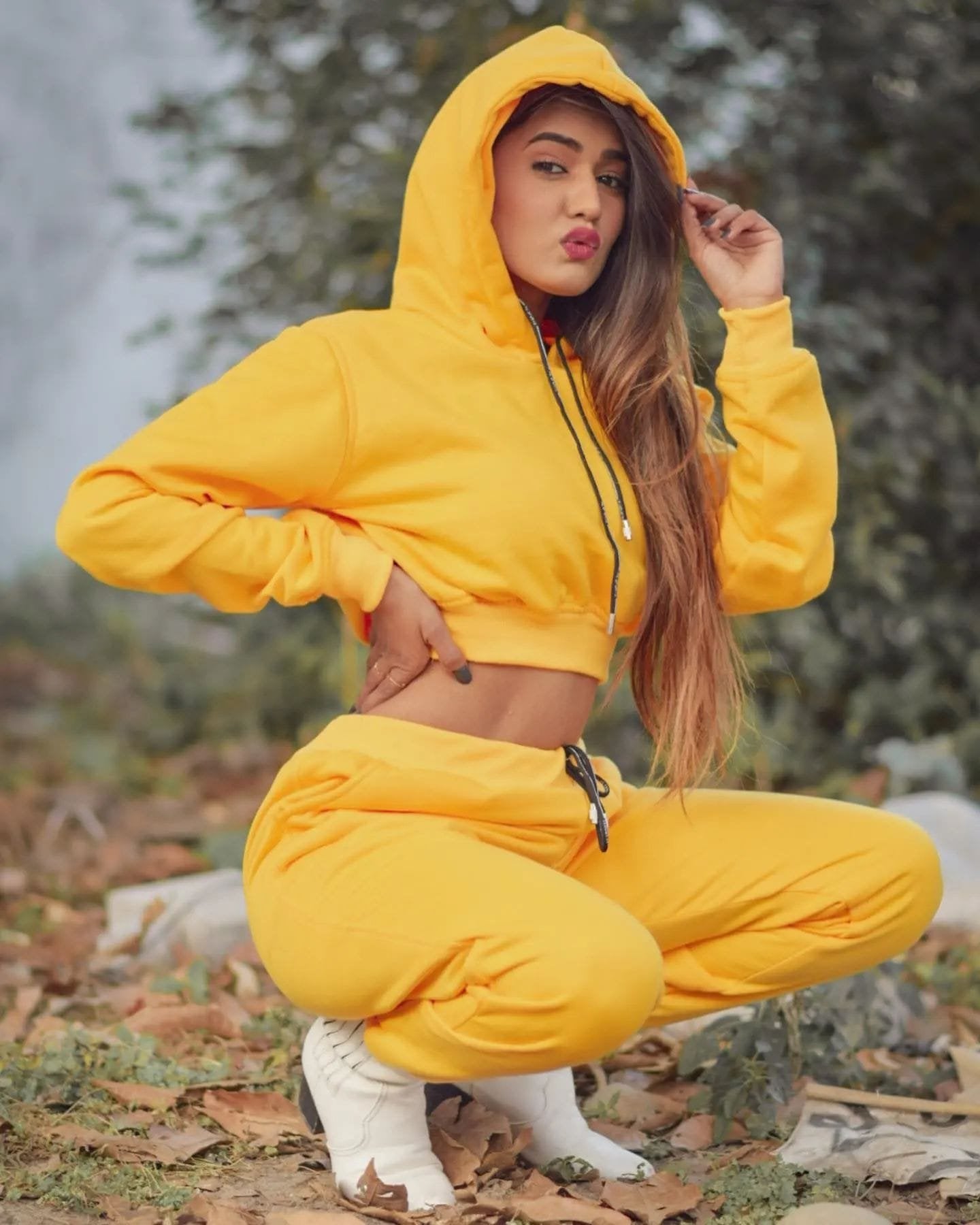 Sunshine Mustard yellow Crop Hoodie co-ord set - image 3