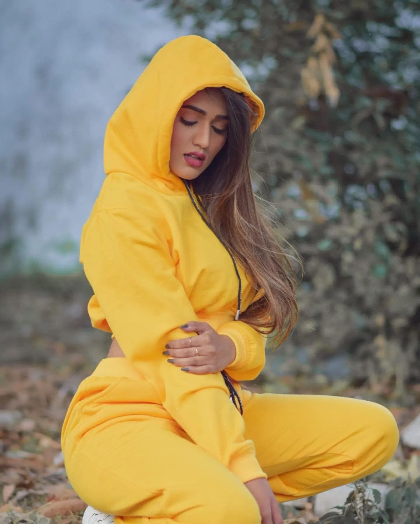 Sunshine Mustard yellow Crop Hoodie co-ord set - image 4