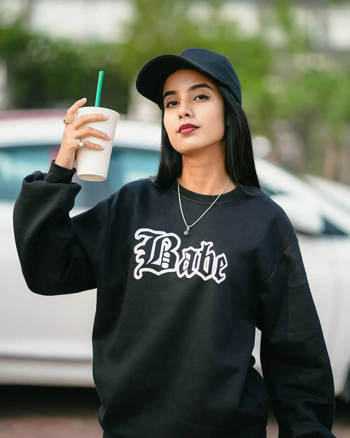 Babe Printed Black Sweatshirt - image 2
