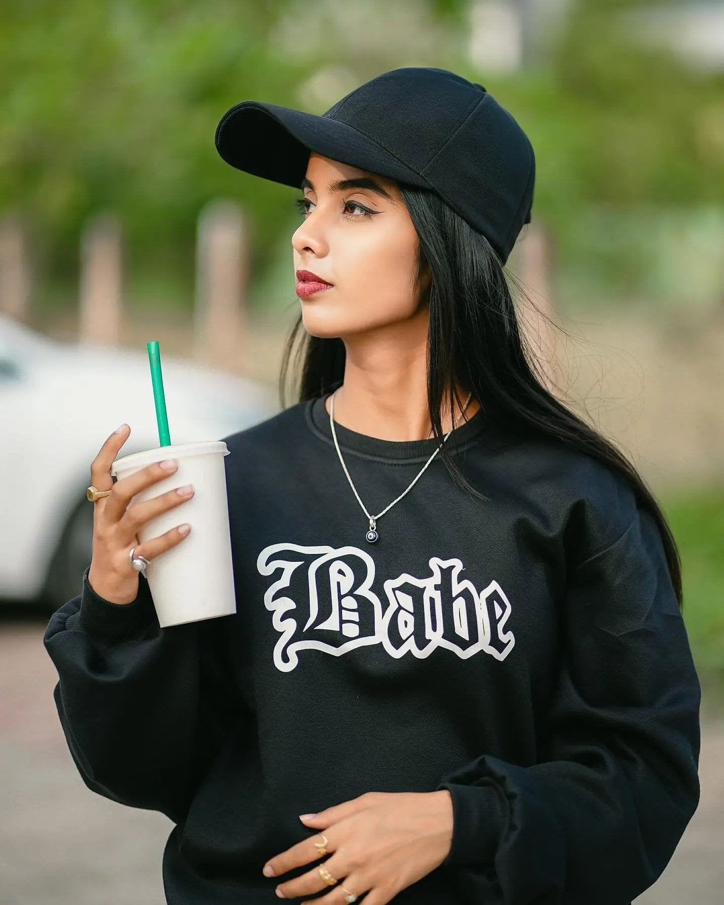 Babe Printed Black Sweatshirt - image 4