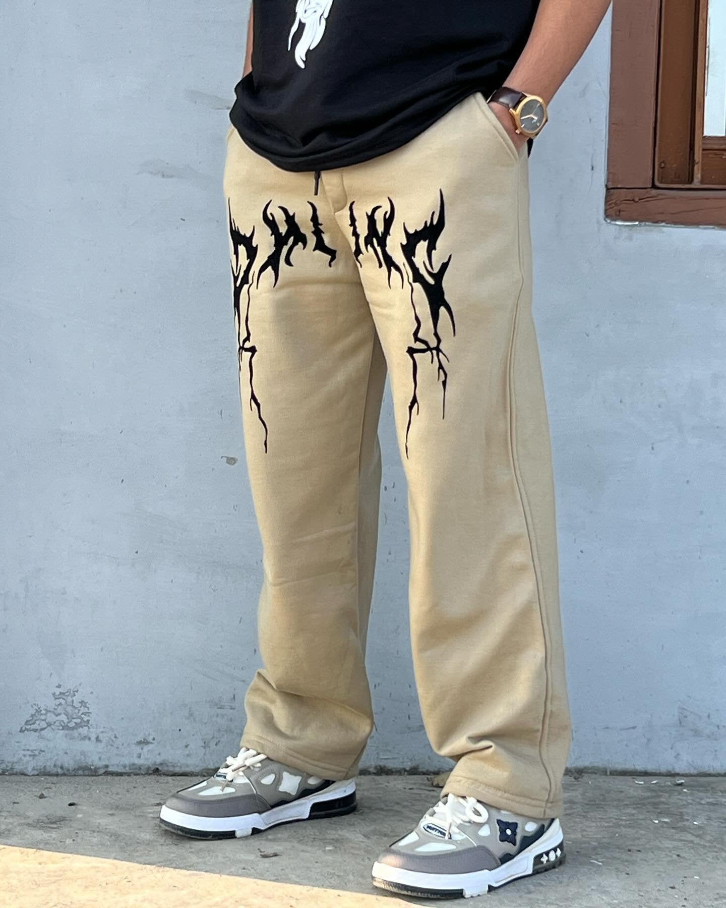Y2K Khaki Low Rise Baggy Pants Vintage Grunge For Men's - image 2