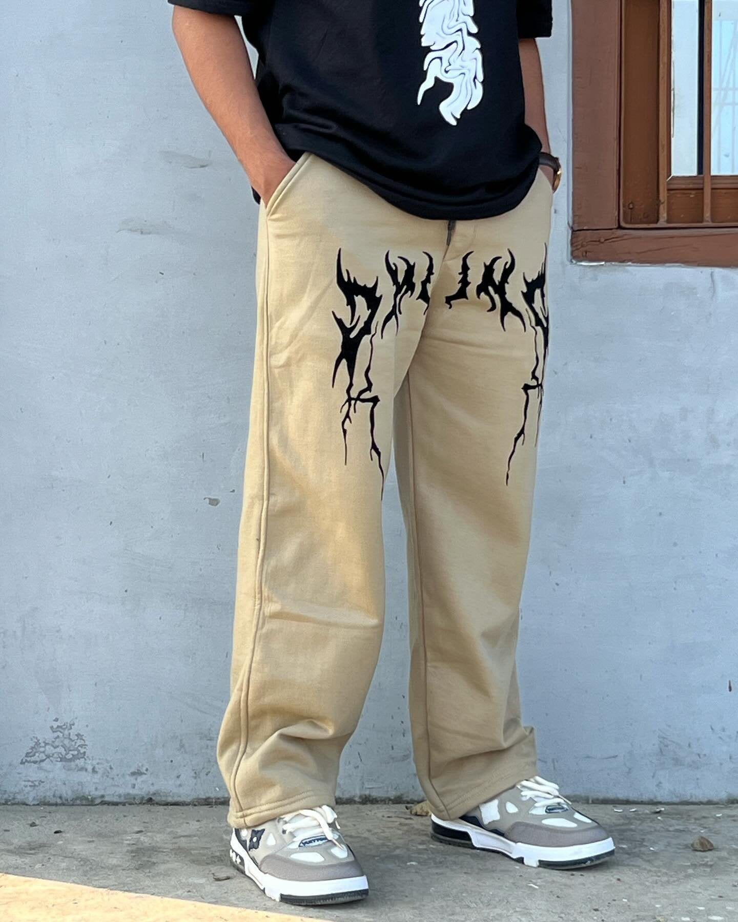 Y2K Khaki Low Rise Baggy Pants Vintage Grunge For Men's - image 3