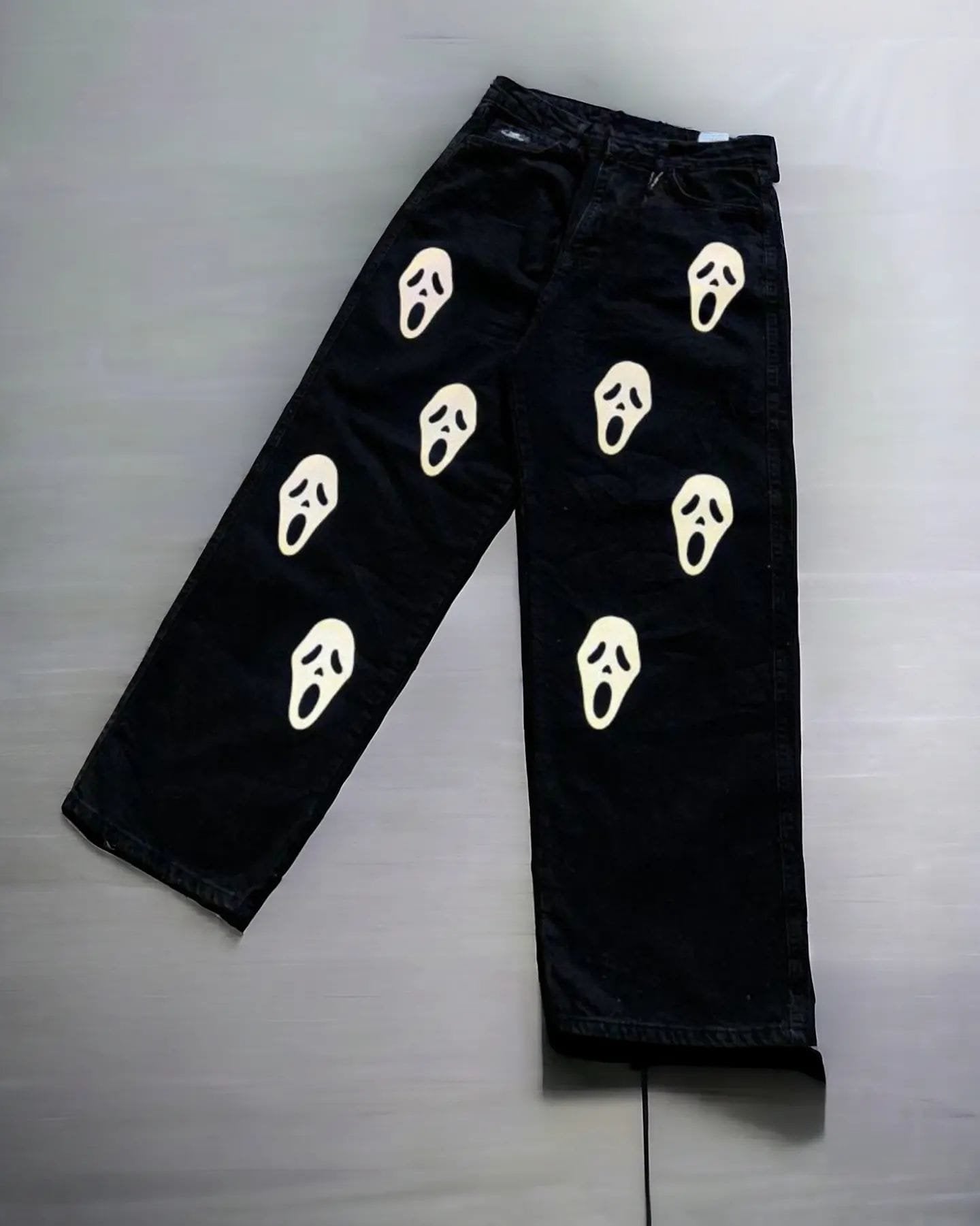 Exotix Skull Printed Aesthetic Streetwear Straight Fit Baggy Jeans - image 3