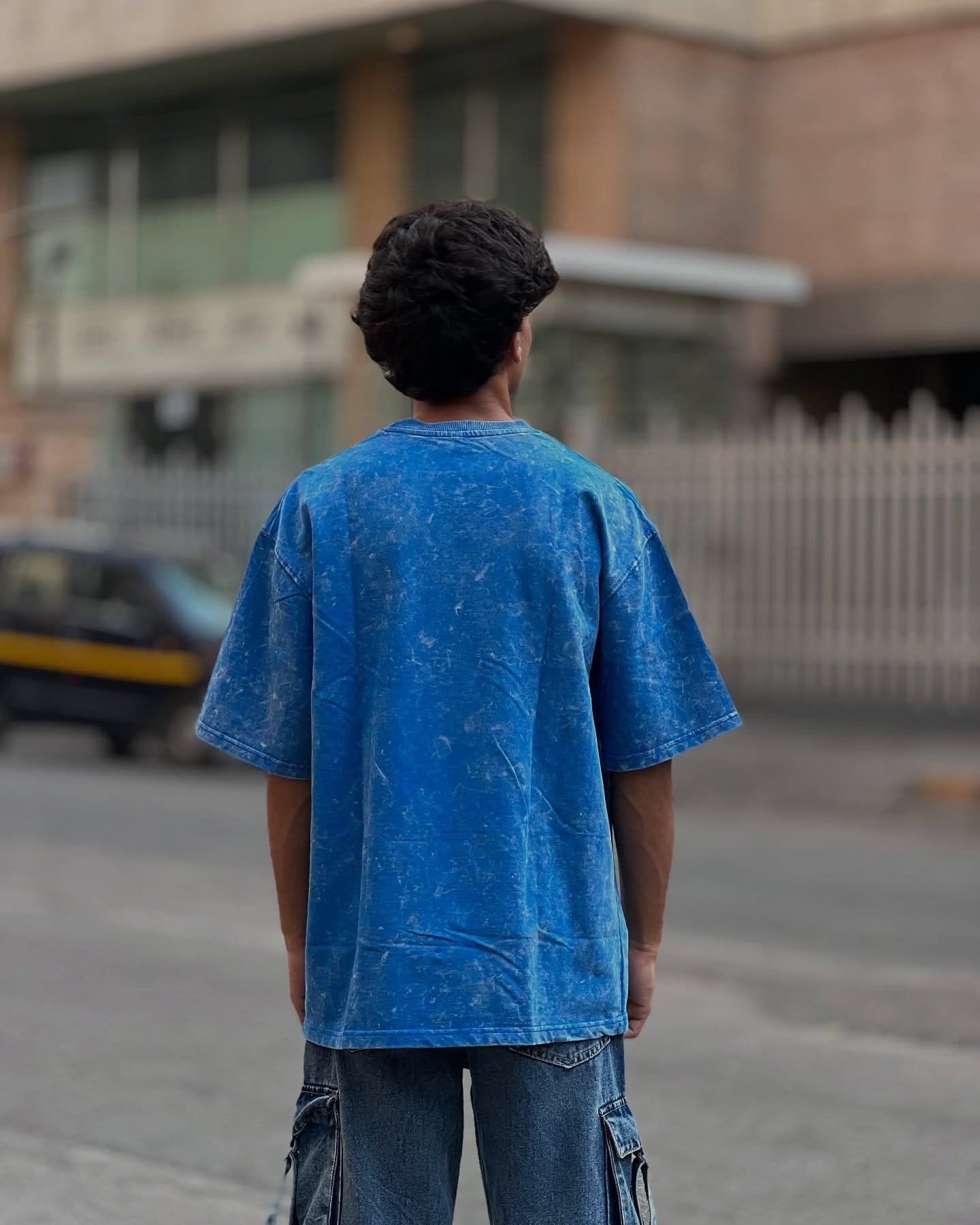 Royal Blue Acid Wash Oversized T-Shirt – Unisex Summer Streetwear Tee - image 2
