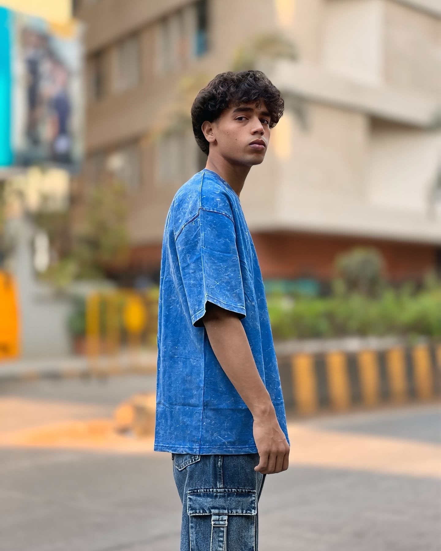 Royal Blue Acid Wash Oversized T-Shirt – Unisex Summer Streetwear Tee - image 3