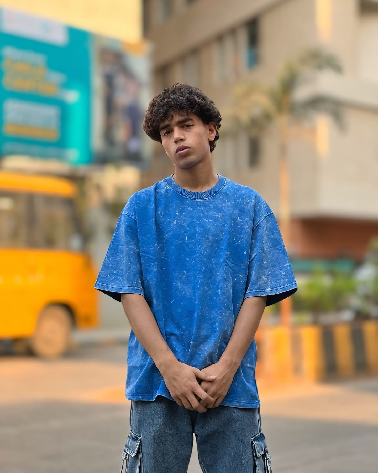 Royal Blue Acid Wash Oversized T-Shirt – Unisex Summer Streetwear Tee - image 4