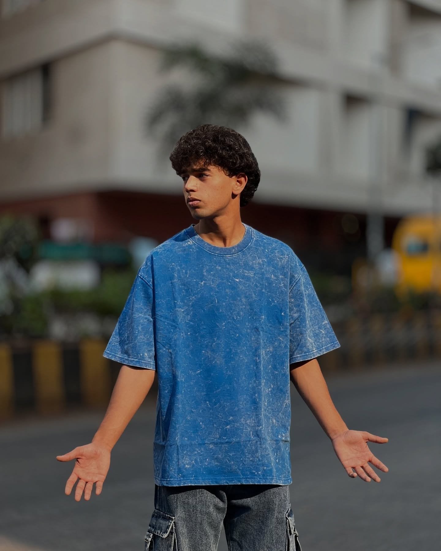 Royal Blue Acid Wash Oversized T-Shirt – Unisex Summer Streetwear Tee - image 6