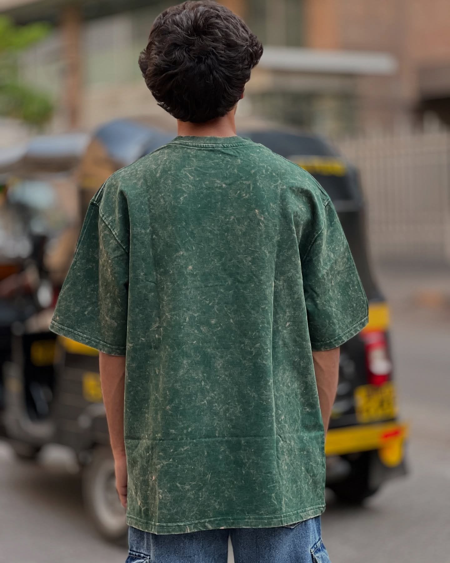 Exotix Bottle Green Acid Wash Oversized T-Shirt | Unisex Trendy Summer Wear - image 2