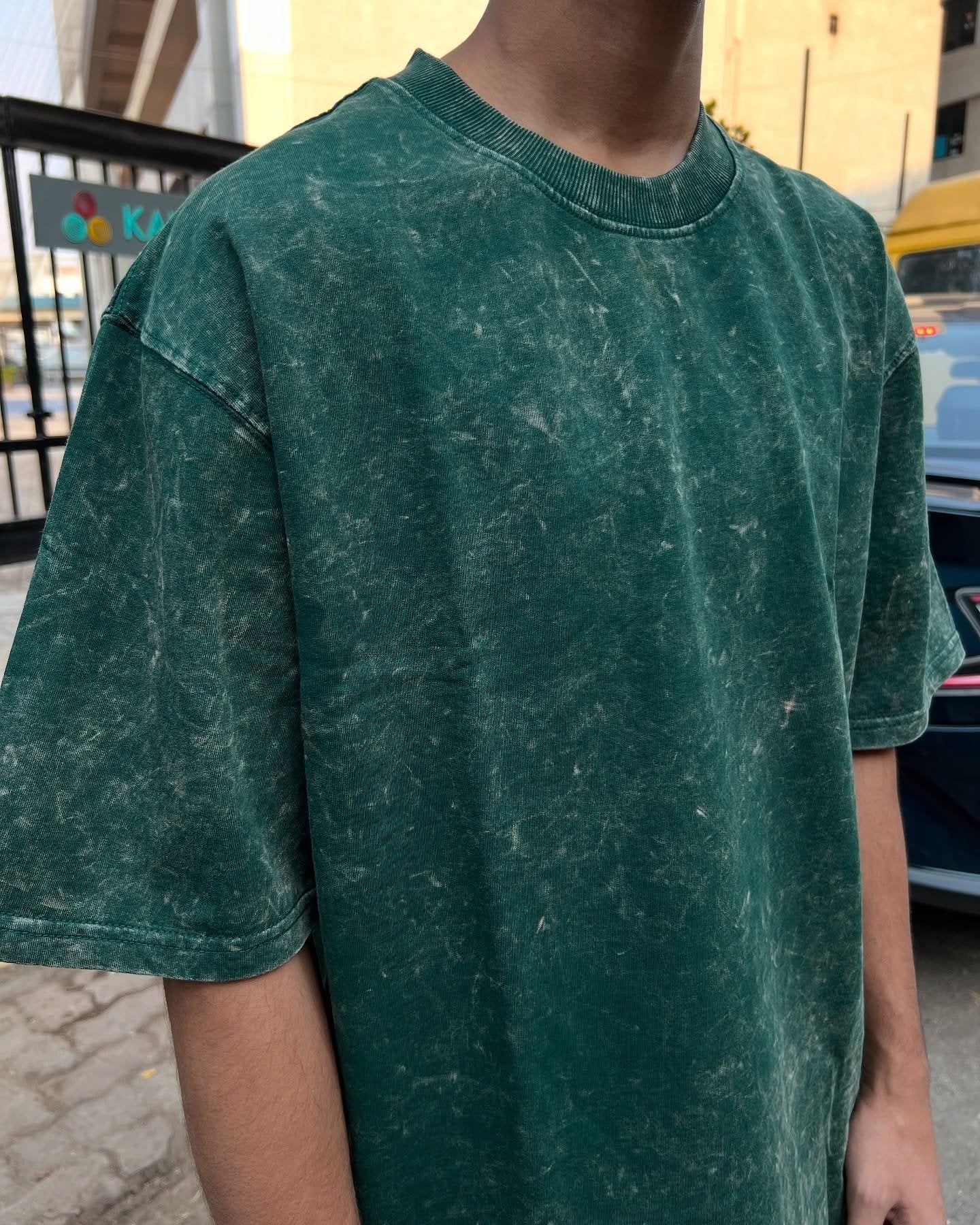 Exotix Bottle Green Acid Wash Oversized T-Shirt | Unisex Trendy Summer Wear - image 4