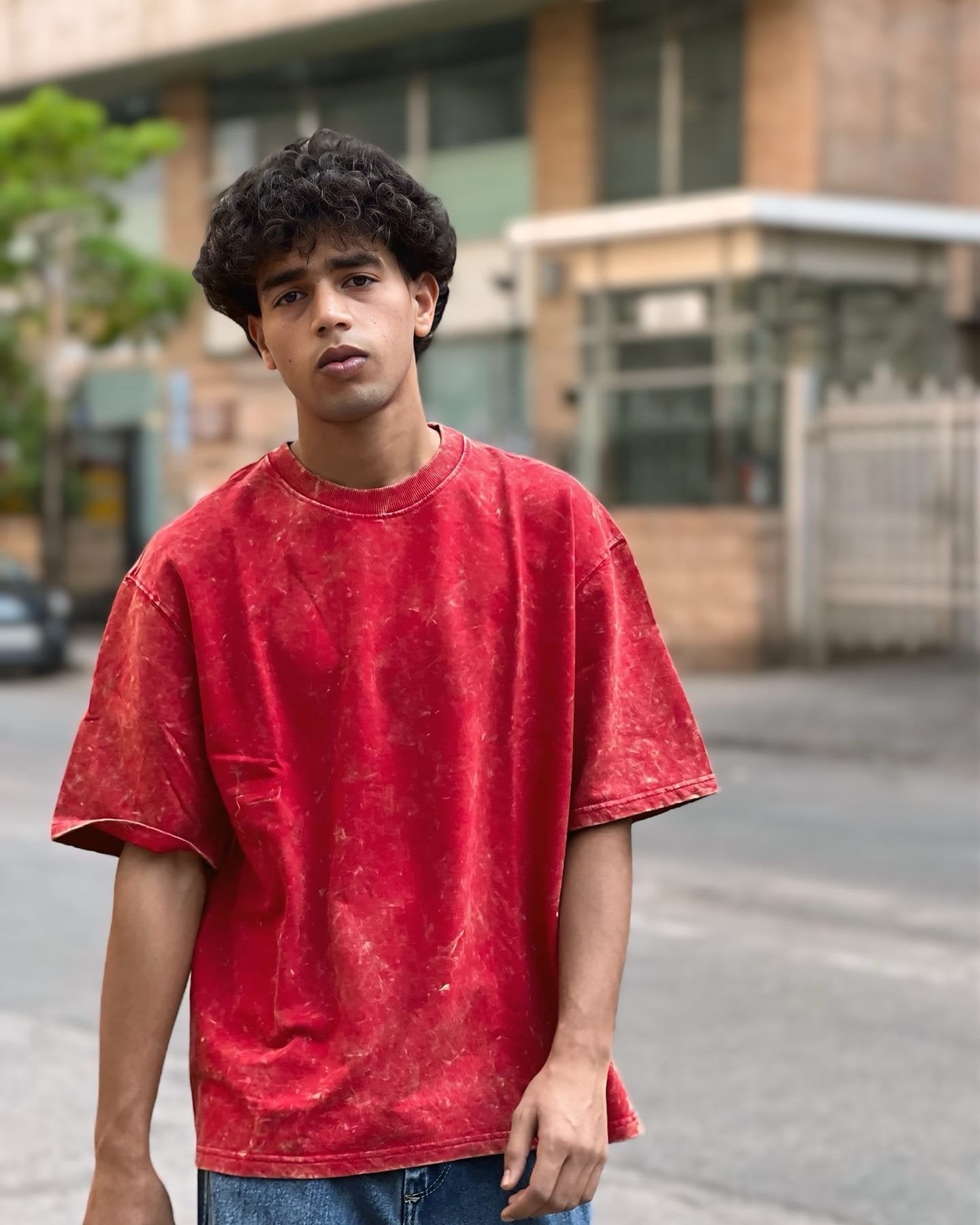 Exotix Red Acid Wash Oversized T-Shirt | Unisex Vintage Streetwear