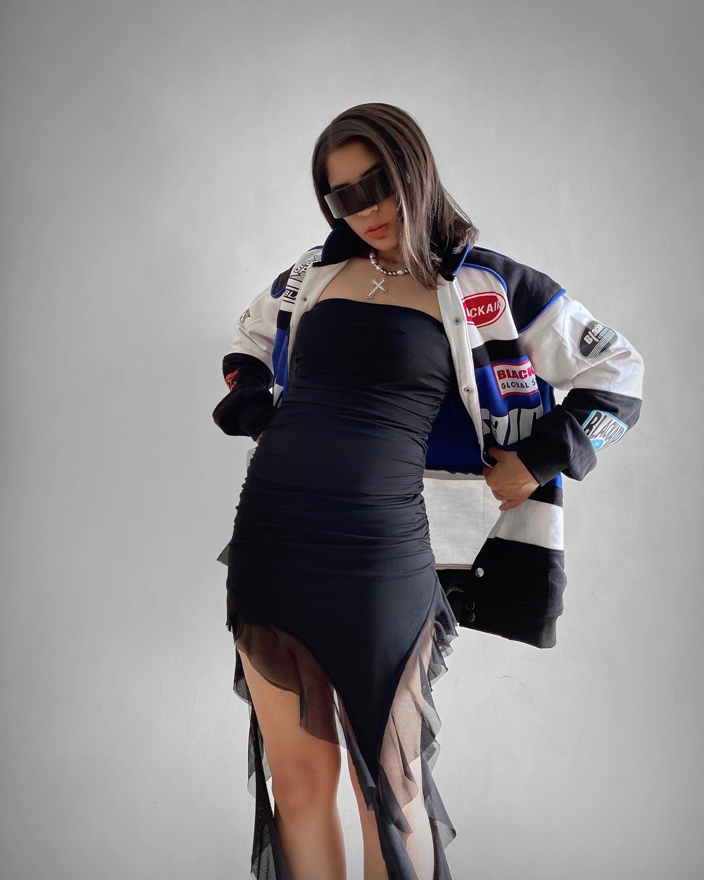 Black Air Racing Jacket for Women's | Vintage Biker & Fashion Racer Style - image 4