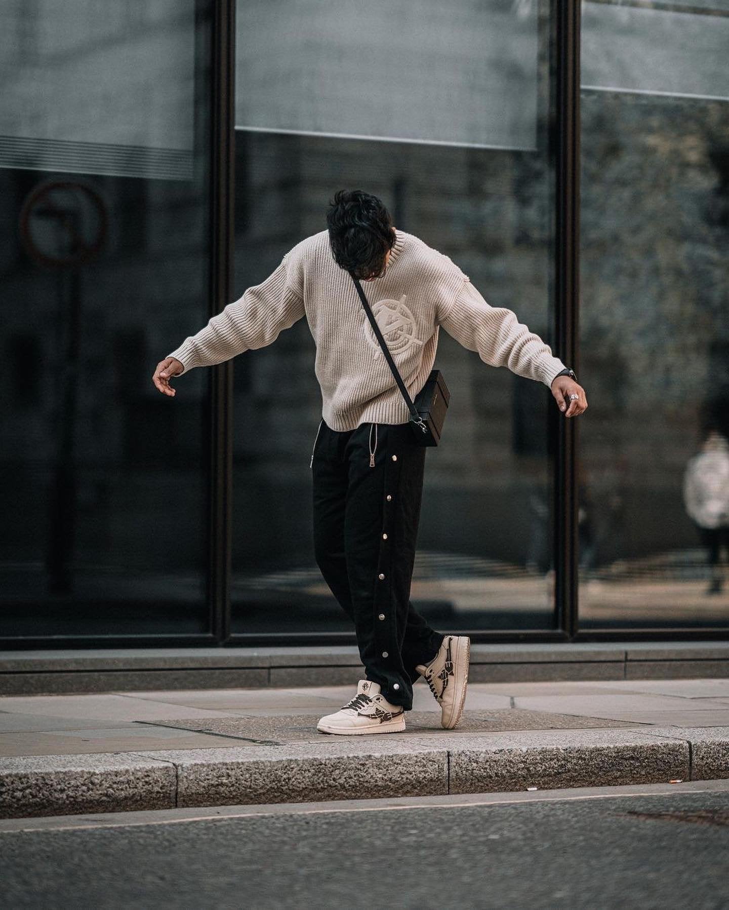 Baggy Fit Snap Button Baggy Pant For Men's