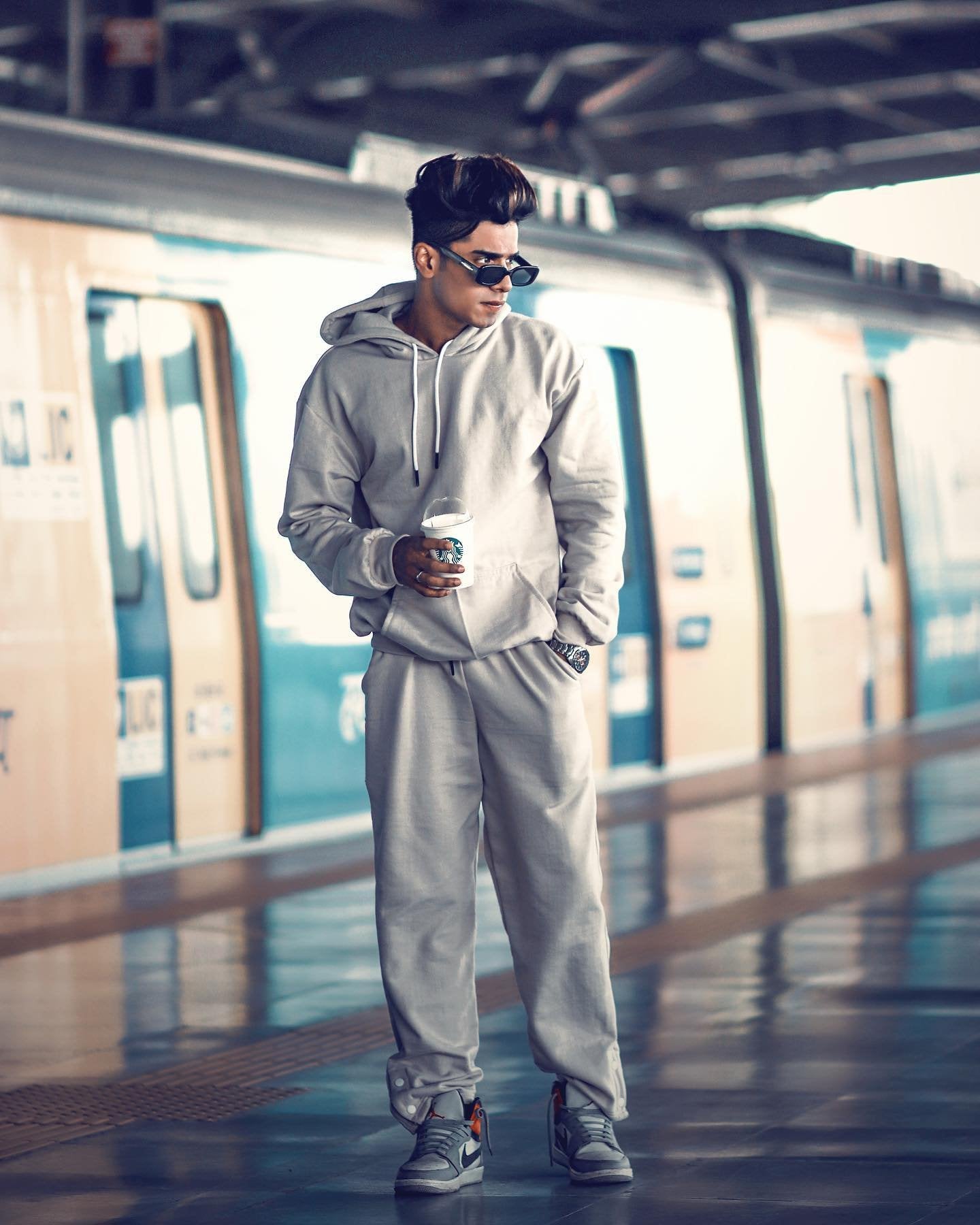 Grey Solid Co Ord Set For Mens - image 2