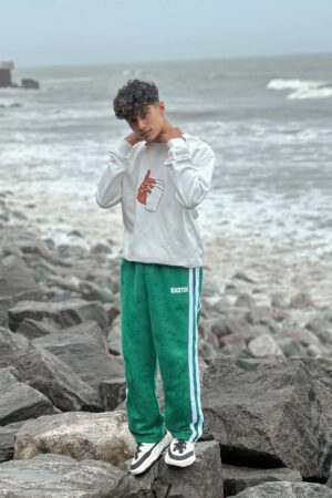 Cup Sweatshirt & Exotix 3 Strips Pant Co Ord Set For Mens