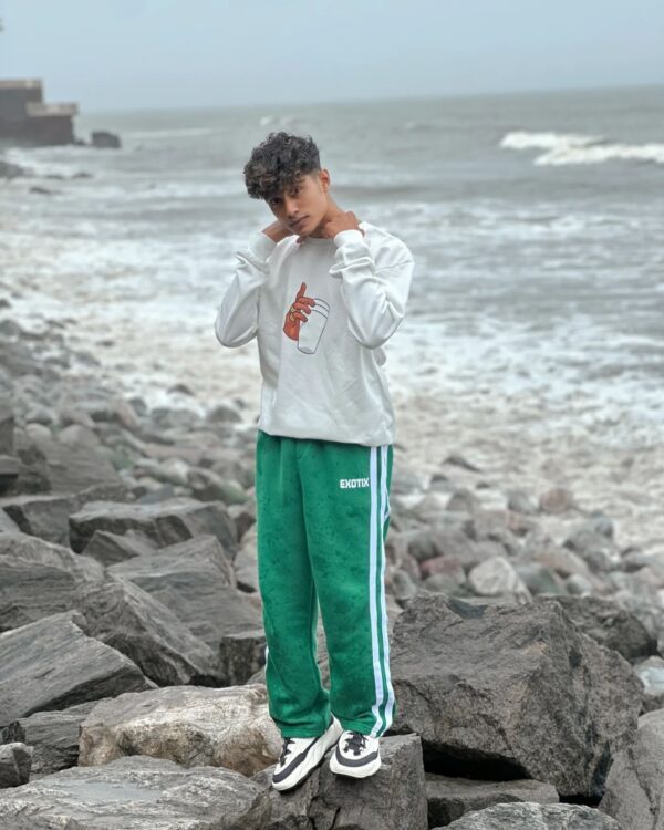 Cup Sweatshirt & Exotix 3 Strips Pant Co Ord Set For Mens