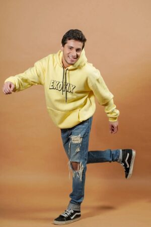 Exotix Printed Lemon Yellow Hoodie
