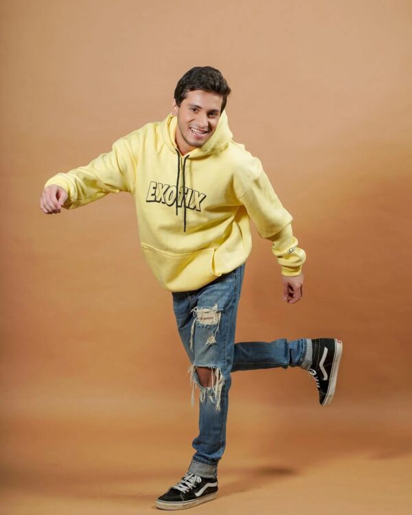 Exotix Printed Lemon Yellow Hoodie