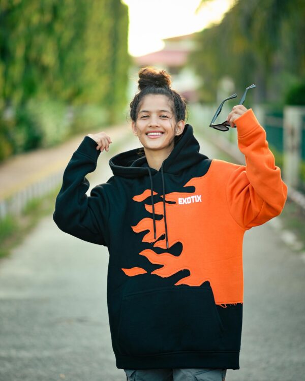 Orange Fire Hoodie For Girl