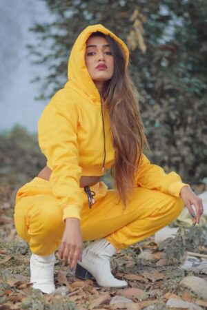 Sunshine Mustard yellow Crop Hoodie co-ord set