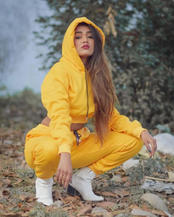 Sunshine Mustard yellow Crop Hoodie co-ord set