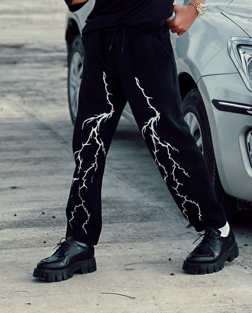 Lighting thunder Aesthetic Baggy Track Pant exotix.in — free download