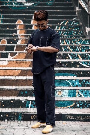 Black Contrast Stitch Co-ords set